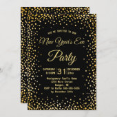偽物の金色の紙吹雪 新年のお祝いパーティー 招待状 (正面/裏面)