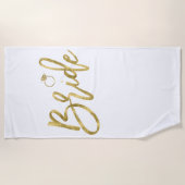 偽物の金色の花嫁と指輪のビーチタオル ビーチタオル (正面)