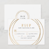 偽物の金 ラウンド ジオメトリック ウェディング バフェー 出席確認 出欠カード (正面/裏面)