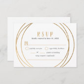 偽物の金 ラウンド 幾何学 結婚式の食事会 出席確認 出欠カード (正面/裏面)