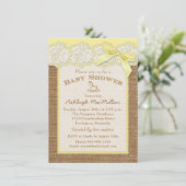 偽物の麻の布の象牙色のレース、黄色のベビーシャワーの招待状 招待状 (スタンド正面)