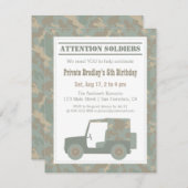 偽装軍隊プリント軍誕生会 招待状 (正面/裏面)