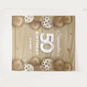 偽金と白の風船 50歳の誕生日 タペストリー (正面(横))