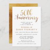 偽金のカリグラフィー 50周年 結婚記念日 招待状 (正面/裏面)