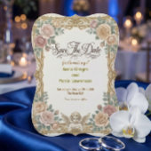 偽金の箔のバロック・ロココ天使 セーブザデート