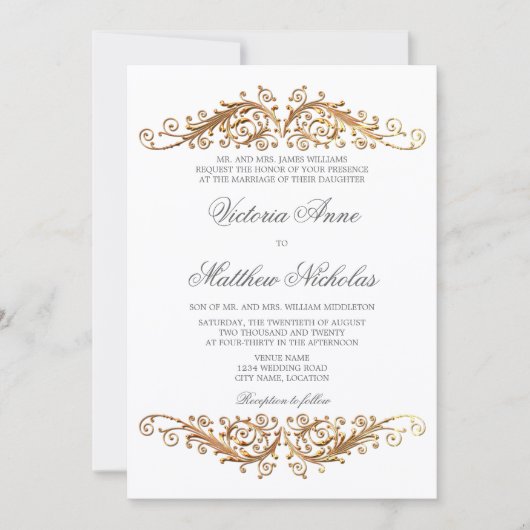 偽金の装飾 ダマスク 招待状 (正面)