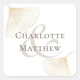 偽金ゴールドイチョウ葉ス結婚の スクエアシール