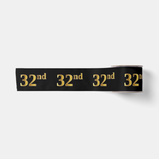偽金色の「32nd」イベント番号（黒） サテンリボン (正面)