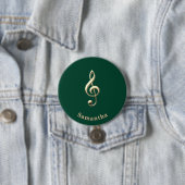 偽金色ト音記号 グリーン 名入れデザイン 缶バッジ (インサイチュ)