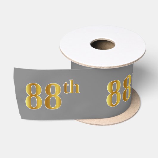 偽金色「88th」イベント番号(グレー) サテンリボン (リール)