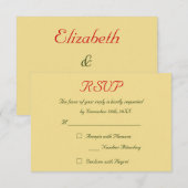 偽金 赤 緑のホリデーシーズン クリスマス 結婚式 RSVP (正面/裏面)