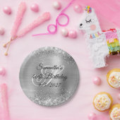 偽銀のグリッターとホイル 40歳の誕生日 ペーパープレート (パーティー)