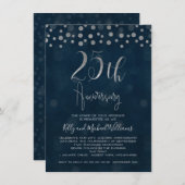 偽銀箔の25周年結婚記念日招待状 招待状 (正面/裏面)