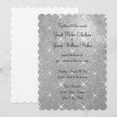 偽銀色のきらきらグリッター結婚式招待状 招待状 (正面/裏面)