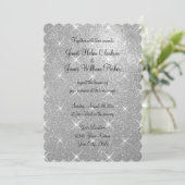 偽銀色のきらきらグリッター結婚式招待状 招待状 (スタンド正面)