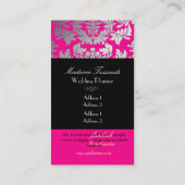 偽銀色バロックダマスク / DIY カラー ピンク + ブラック 名刺 (裏面)