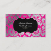 偽銀色バロックダマスク / DIY カラー ピンク + ブラック 名刺 (正面)