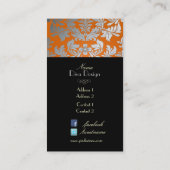 偽銀色 バロック ダマスク 焼きオレンジ/黒 名刺 (裏面)