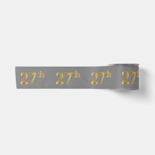 偽/模造ゴールド「27th」イベント番号（グレー） サテンリボン (正面)