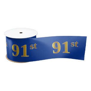 偽/模造金 「91番」 イベントナンバー (青) サテンリボン