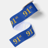 偽/模造金 「91番」 イベントナンバー (青) サテンリボン (裏面)