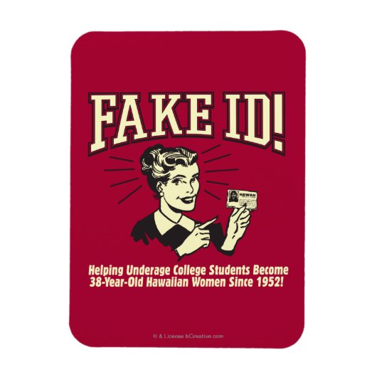 偽ID:未成年の大学ハワイアン マグネット (縦)