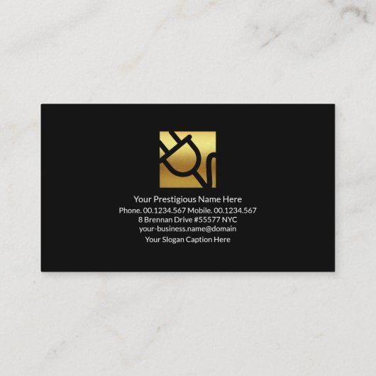 傍受稲妻金ゴールド電源プラグ電気技師 名刺 (裏面)