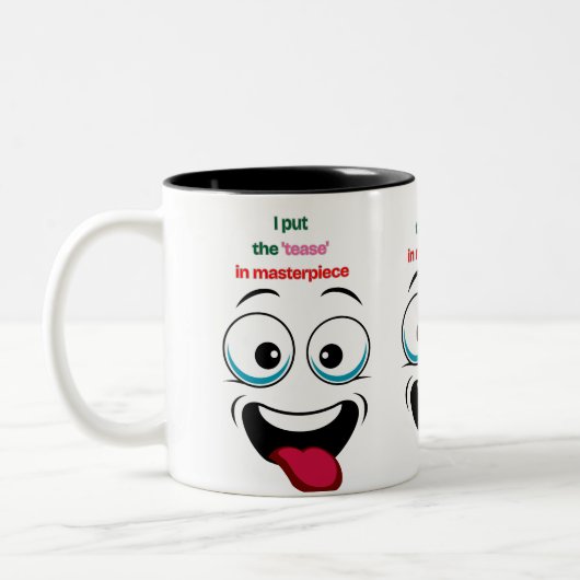 傑作にちょい悪を Funny Cartoon Mug ツートーンマグカップ (左)
