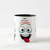 傑作にちょい悪を Funny Cartoon Mug ツートーンマグカップ (中央)