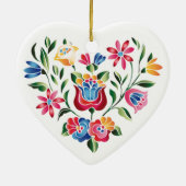 傑作のハンガリーの花のハート セラミックオーナメント (裏面)