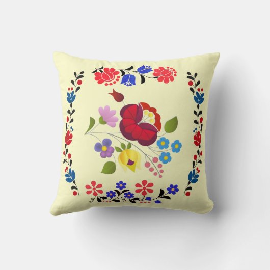 傑作のハンガリーの花の刺繍 クッション (裏面)