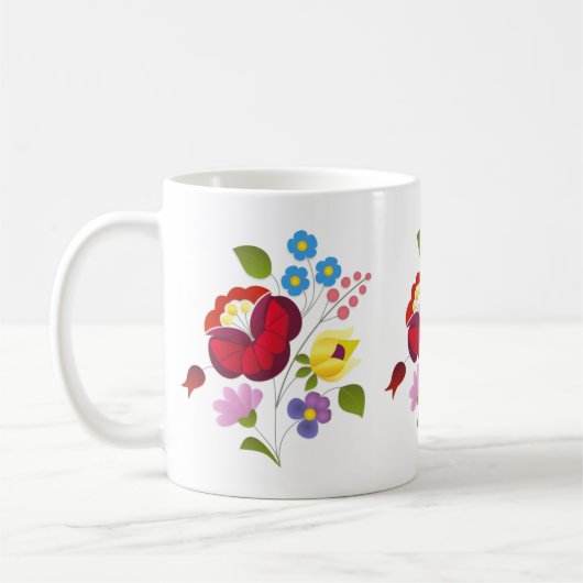 傑作のハンガリーの花の刺繍 コーヒーマグカップ (左)