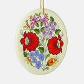 傑作のハンガリーの花の刺繍 セラミックオーナメント (右)