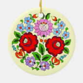 傑作のハンガリーの花の刺繍 セラミックオーナメント (裏面)