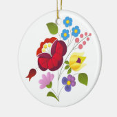 傑作のハンガリーの花の刺繍 セラミックオーナメント (左)