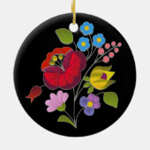 傑作のハンガリーの花の刺繍 セラミックオーナメント (裏面)