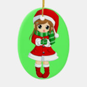 傑作の可変性の日本のな日本製アニメのクリスマスおよびクリスマスの鐘 セラミックオーナメント (正面)