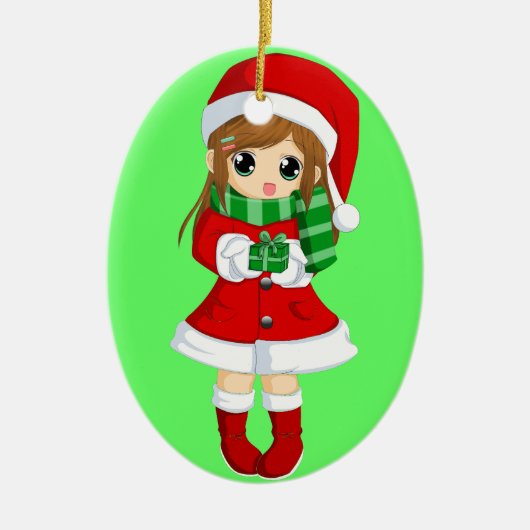 傑作の可変性の日本のな日本製アニメのクリスマスおよびクリスマスの鐘 セラミックオーナメント (正面)