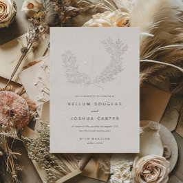 傑出したモノグラム結婚銀 箔招待状