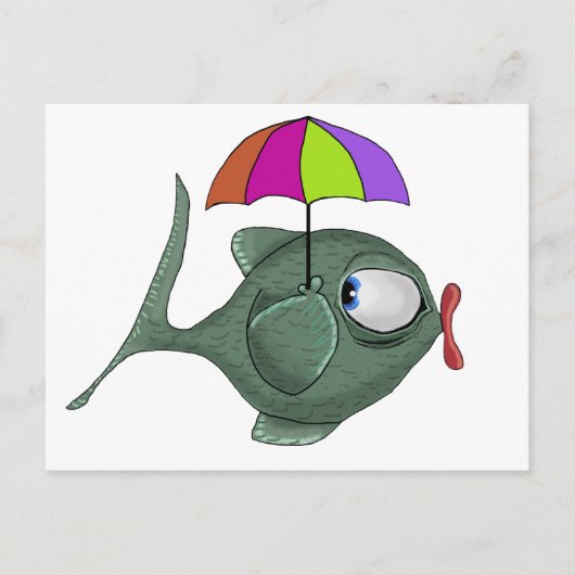 傘おもしろいの魚葉書 ポストカード (正面)