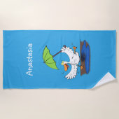 傘おもしろい踊り漫画 ビーチタオル (正面)