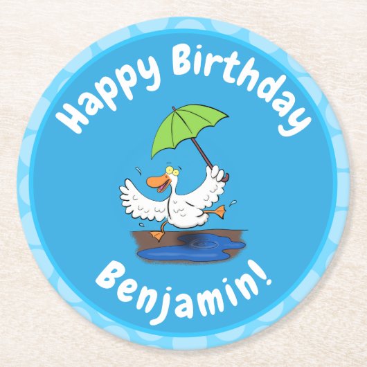 傘おもしろい踊り漫画 ラウンドペーパーコースター (正面)