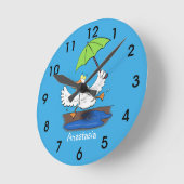 傘おもしろい踊り漫画 ラウンド壁時計 (傾斜)