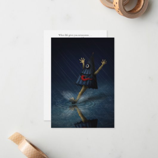 傘お化け傘日本の幽霊雨の日 ノートカード (正面/裏面インサイチュ)