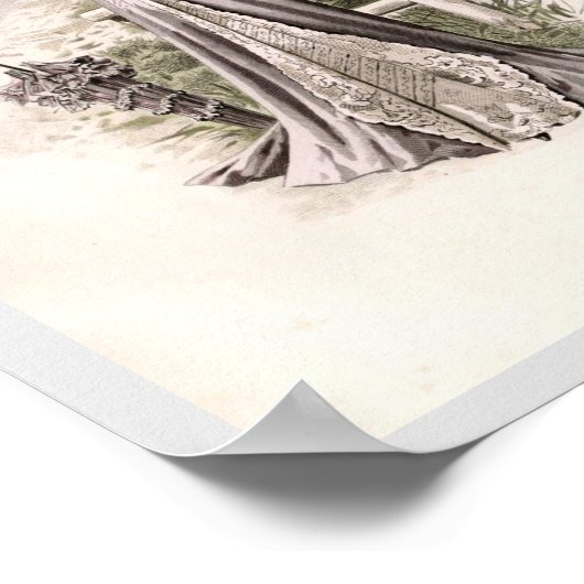 傘つきエドワーディアンレディヴィンテージファッション ポスター (角)