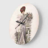 傘つきエドワーディアンレディヴィンテージファッション ラージ壁時計 (傾斜)