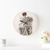 傘つきエドワーディアンレディヴィンテージファッション ラージ壁時計 (ホーム)