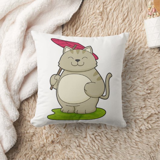 傘つき猫 クッション (ブランケット)