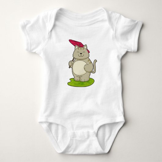 傘つき猫 ベビーボディスーツ (正面)