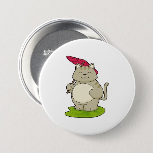 傘つき猫 缶バッジ (正面&裏面)